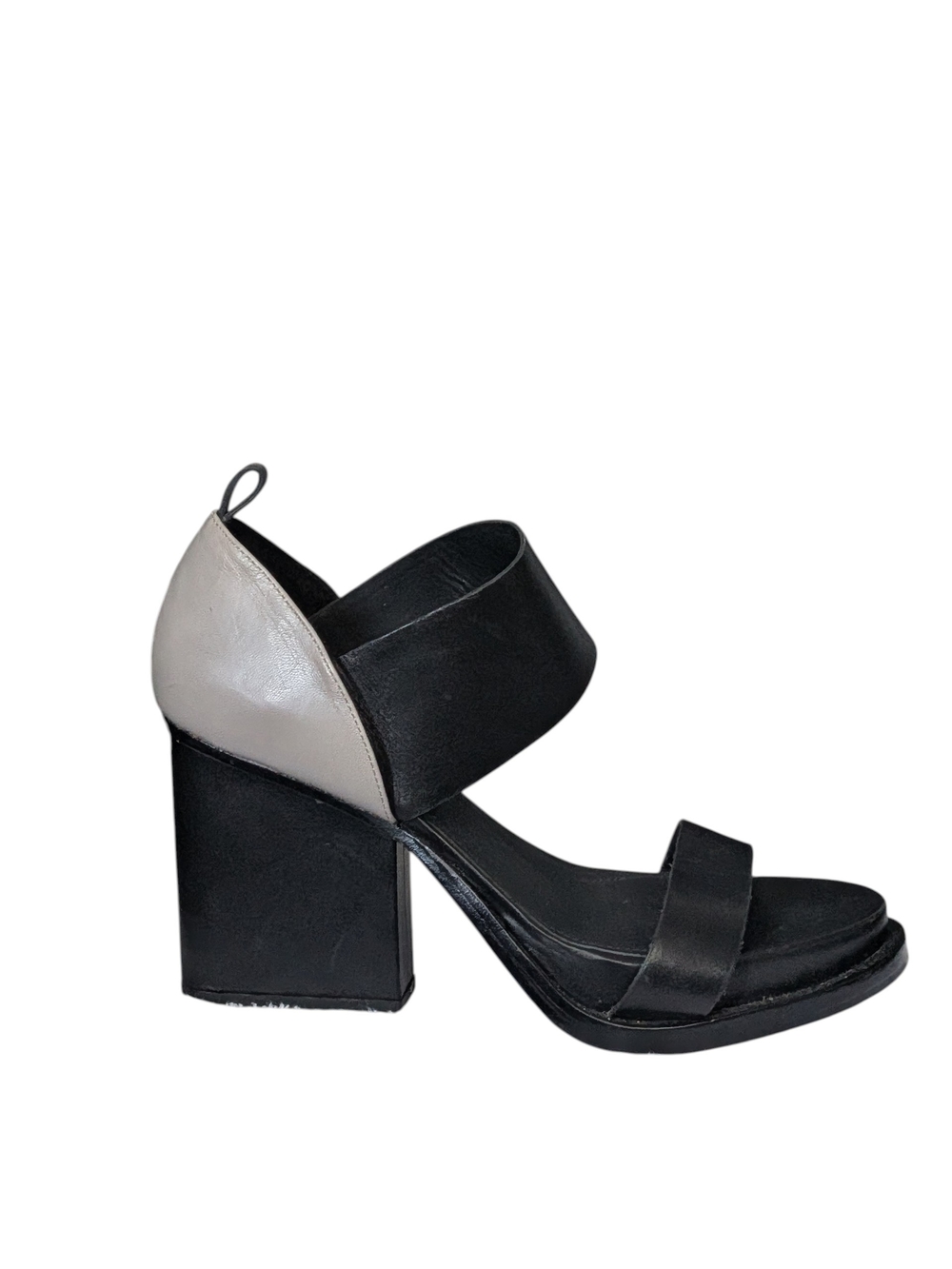& Other Stories Black and Light Gray Block Heel Sandal